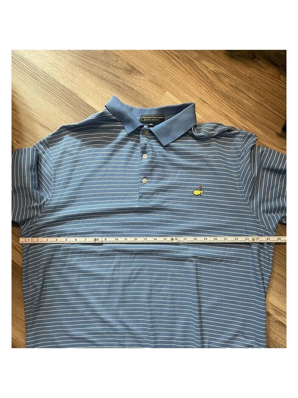Masters Golf Polo Shirt Blue & White Striped Size XXL Cotton Mesh 2 Ply Logo - Picture 6 of 9